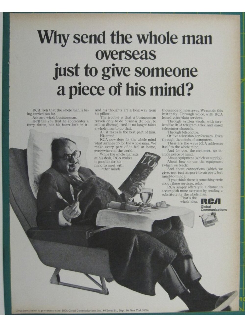 Print Ad Why Send The Whole Man Overseas RCA Global Business Vintage 1960s
